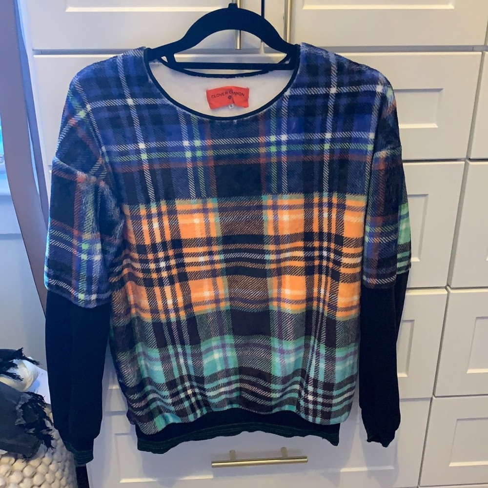 Clover Canyon Plaid Print Plush Long Sleeve